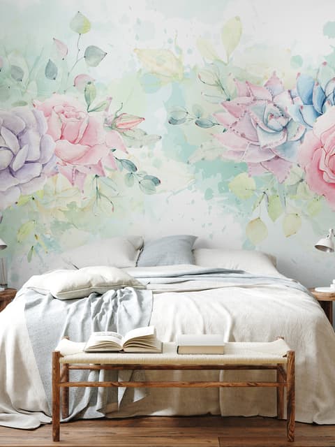Aquarell Sanfte Blumen Fototapete