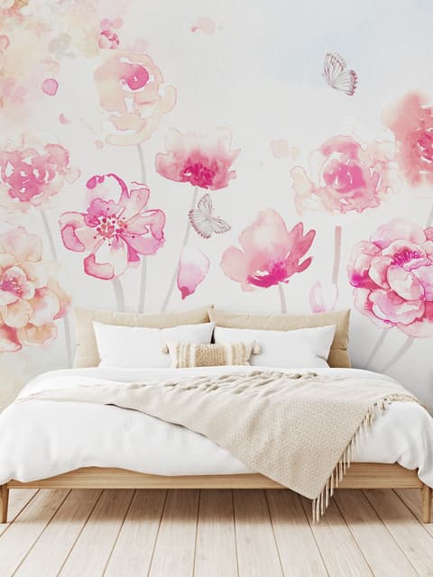 Pink Romantic Floral Wallpaper Mural
