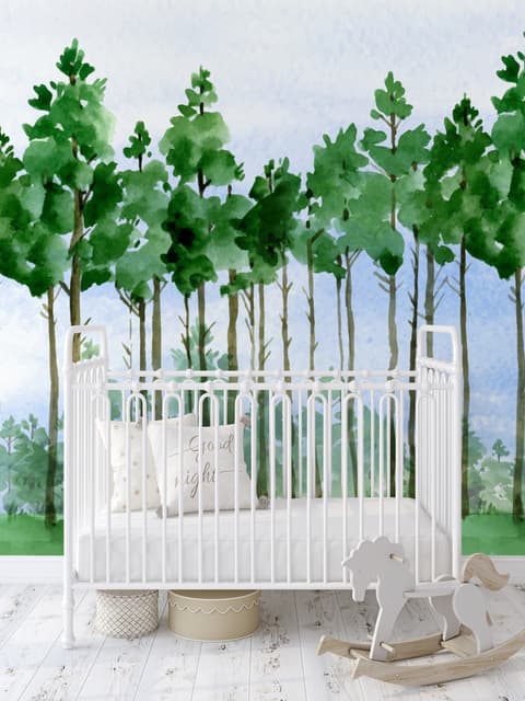 Cartoon Poplar Tree Wallpaper Mural