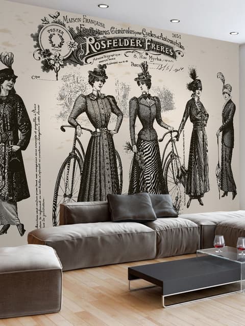 Retro French Clothing Art Wallpaper Mural