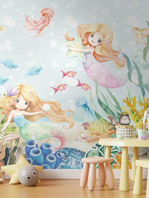 Papier peint la petite sirène sous-marine pour enfants