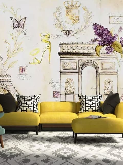 Colorful Drawing Eiffel Tower Wallpaper Mural