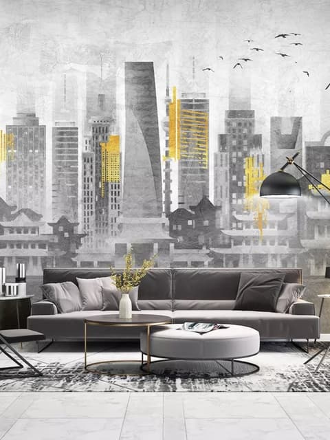 City Landscape Yellow City Light Wallpaper Mural