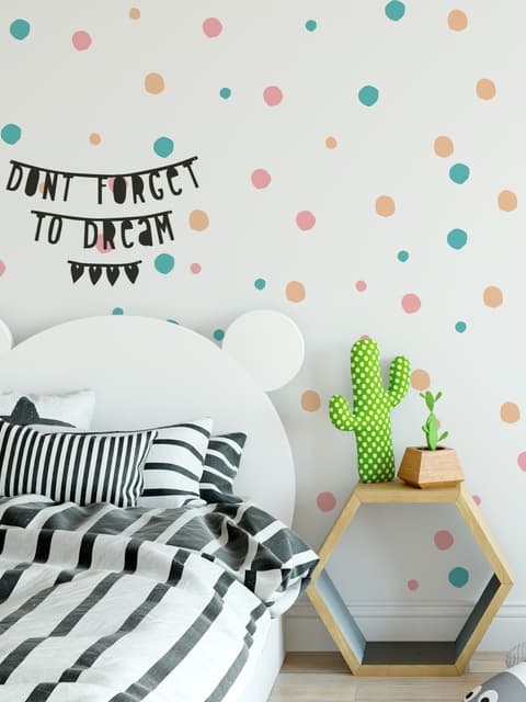 Pink Blau Bunte Doodle Polka Dots Wandtattoo