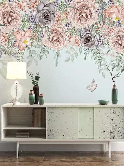 Papier peint panoramique fleurs de vigne sombre nostalgiques