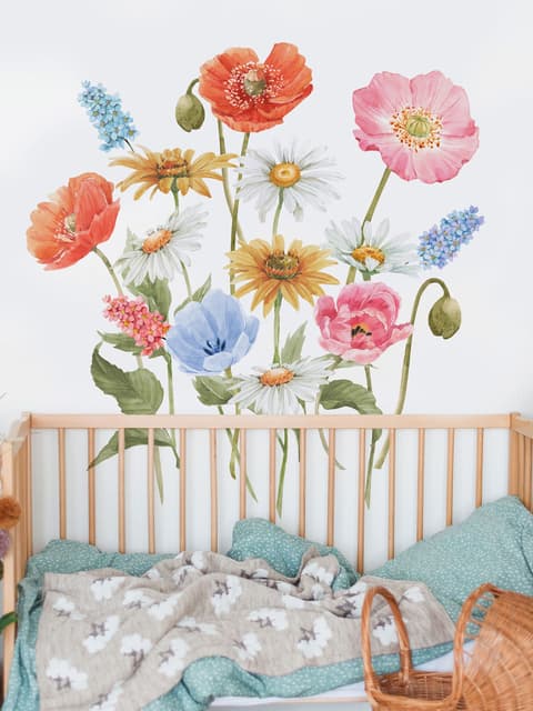 Colorful Wildflowers Wall Decal Sticker