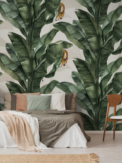 Exotic Banana Leaf Pattern Wallpaper Mural