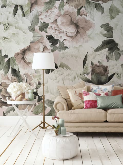 Dutch Pink Peony Floral Wallpaper Mural