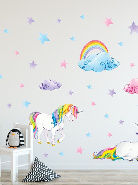 Cute Unicorn with Rainbow Wall Decal Sticker