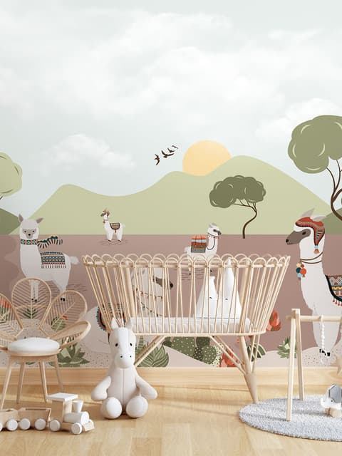 Kids Alpaca in the Desert Wallpaper Mural