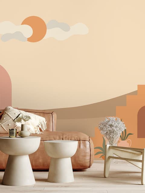 Abstract Desert Art with Stairs Wallpaper Mural