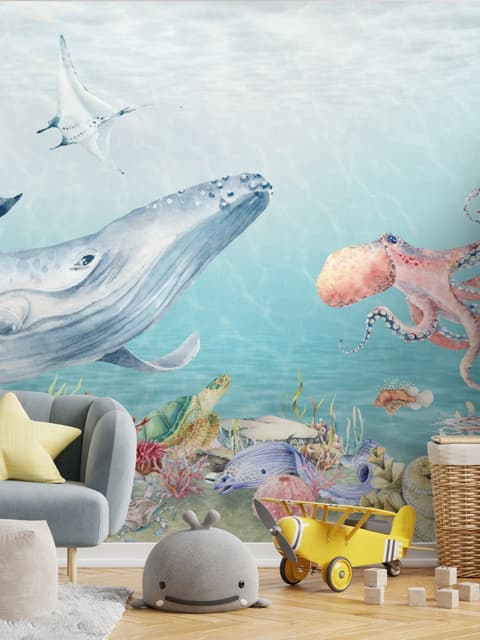 Kids Cute Whale Undersea Wallpaper Murals