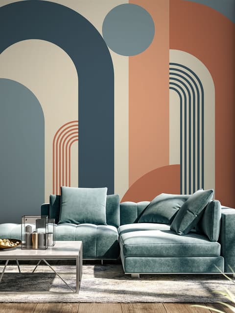 Geometric Arch with Shapes Wallpaper Mural