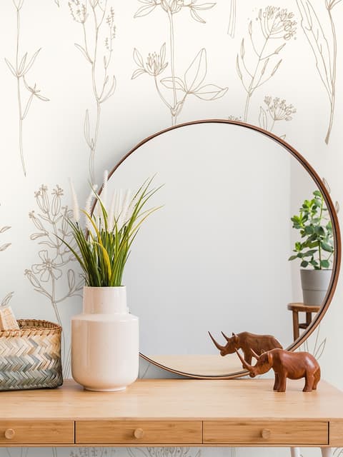 Hand Drawing Plants Meadow Art Wallpaper Mural