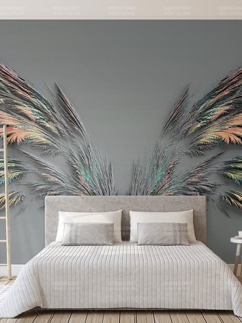 3D Embossed Look Dark Wing Wallpaper Mural