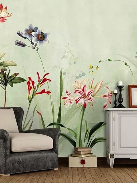 Bunte Pflanzen und Blumen Fototapete