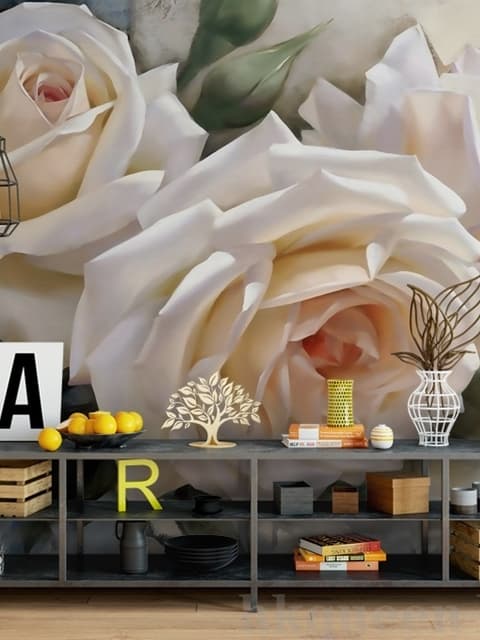 Cream Rose Flowers Wallpaper Mural