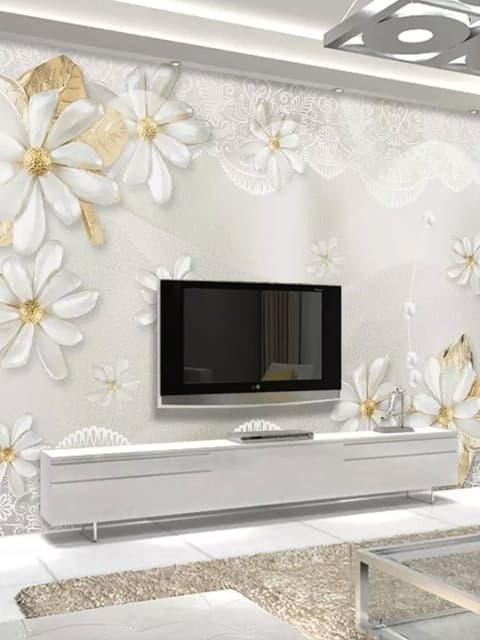 3D Look Jewelry Flower and Lace Wallpaper Mural