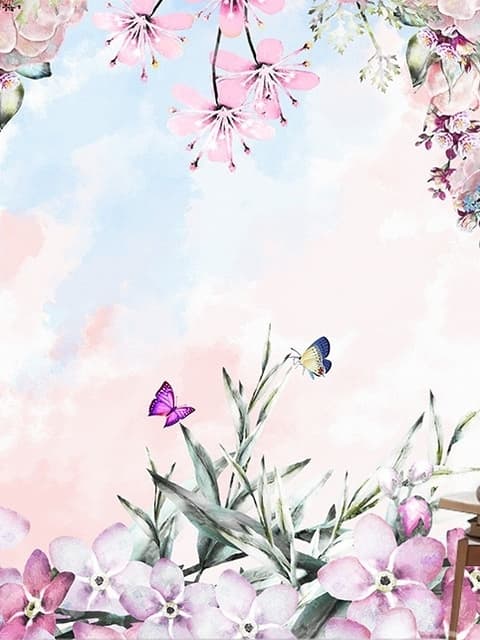 Watercolor Pink Floral Garden Wallpaper Mural