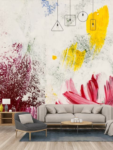 Papier peint panoramique bouquet floral acrylique rose rouge