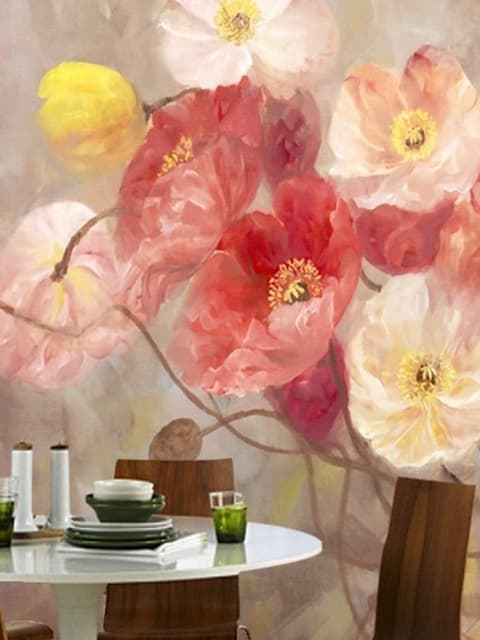 Papier peint panoramique coquelicots peinture à l'huile