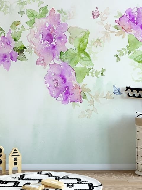 Watercolor Peony Floral Wallpaper Mural