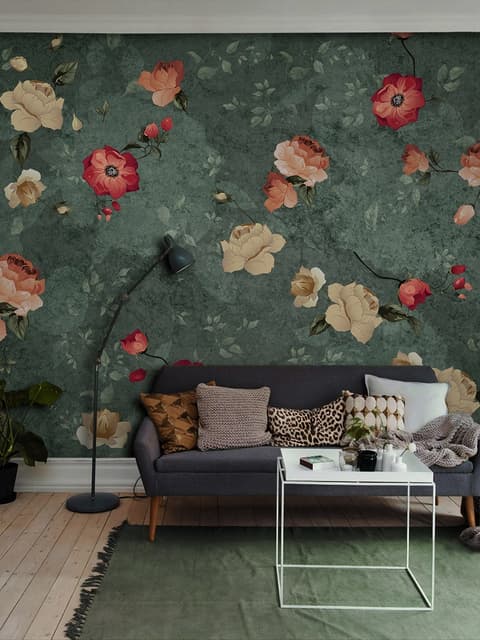 Tiny Poppy Flowers Wallpaper Mural