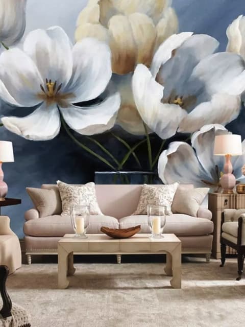 Oil Painting Soft Tulip Floral Art Wallpaper Mural