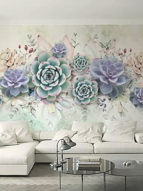 Vintage Purple Flowers Wallpaper Mural