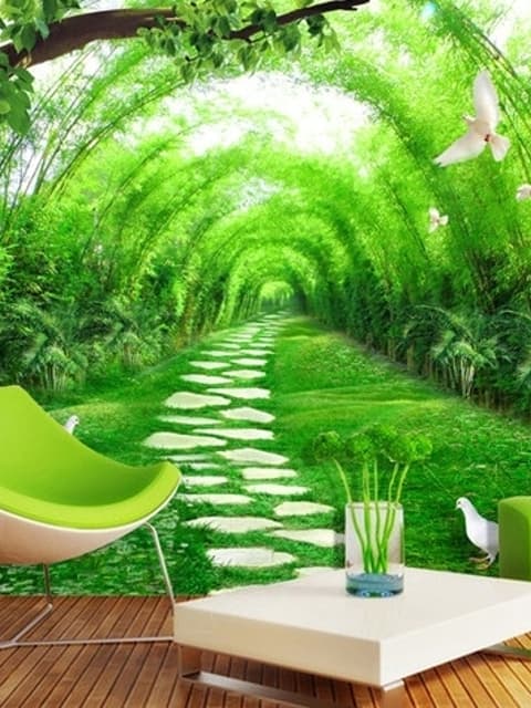 3D Waldweg Landschaft Fototapete