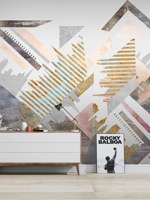 Watercolor Geometric City Wallpaper Mural