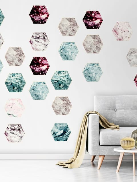 Geometric Marble Style Honeycomb Wall Decal Sticker