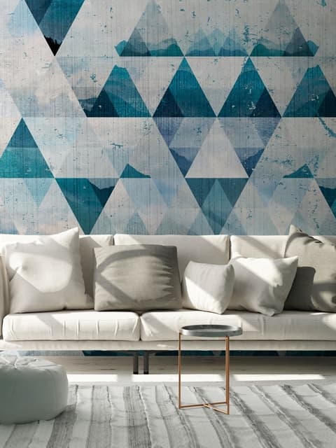 Geometric Blue Trigon Pattern Wallpaper Mural