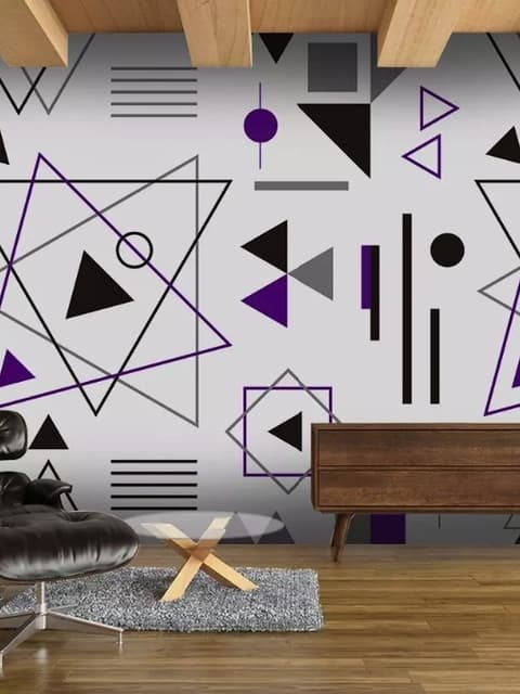 Purple Black Geometric Shapes Wallpaper Mural