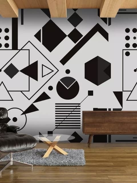 Black White Geometric Shapes Wallpaper Mural