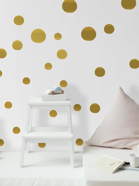 Gold Polka Dots Wall Decal Sticker