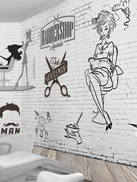 Monochrome Barbershop and Haircut Wallpaper Mural