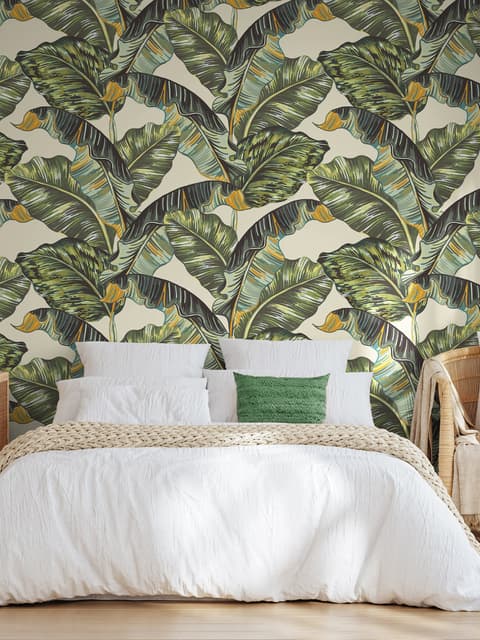 Vintage Banana Leaf Pattern Wallpaper Mural