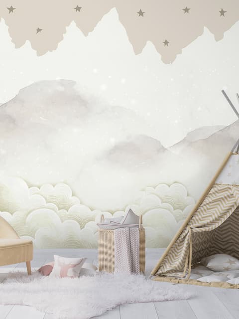 Kids Mountain with Clouds Wallpaper Mural