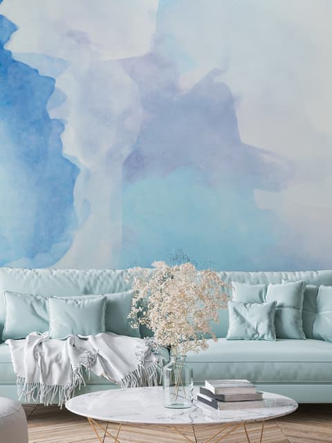 Watercolor Blue Brush Wallpaper Mural