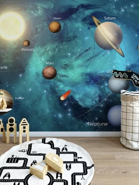 Solar System Planets and Sun Wallpaper Mural