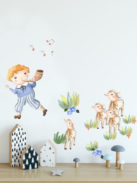 Stickers muraux petits garçons moutons mignons enfants