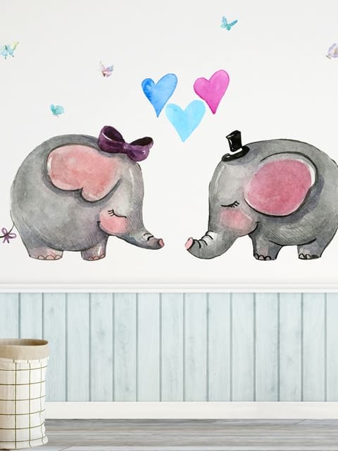 Cartoon Elefant mit kleiner Liebe Fototapete