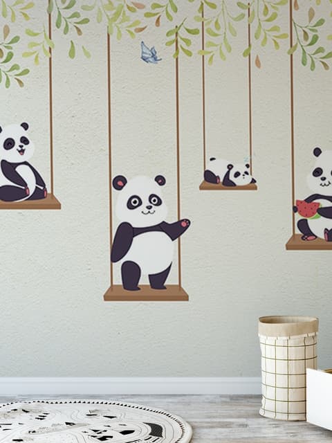 Niedliche Pandas Schaukeln Fototapete