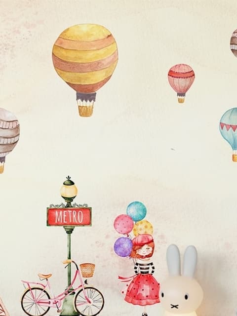 Eiffel Tower and Little Hot Air Balloon Wallpaper Mural