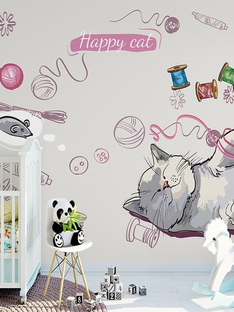 Fototapete Glückliche Katze für Kinder