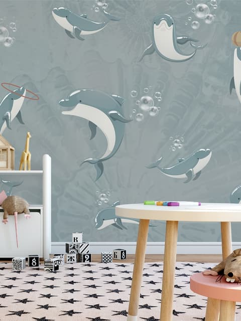 Fototapete Spielender Delfin für das Kinderzimmer