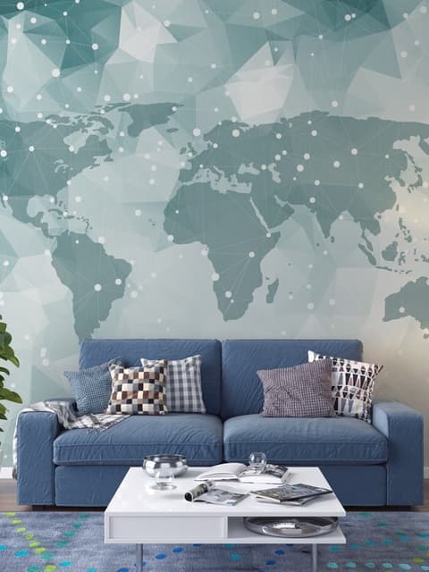 Abstract Map with Geometric Line Wallpaper Mural