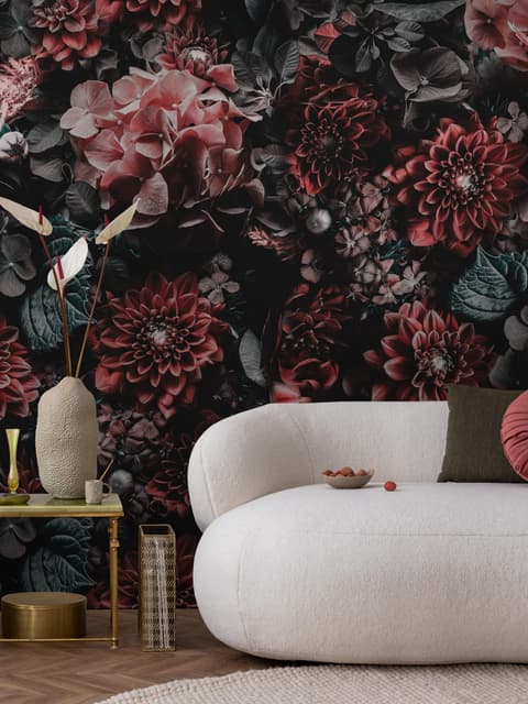 Dark Floral Wallpaper Mural