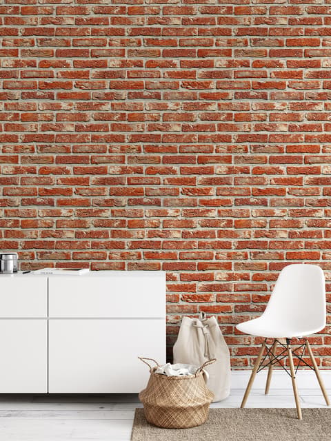 Vintage Red Orange Brick Stone Wallpaper Mural